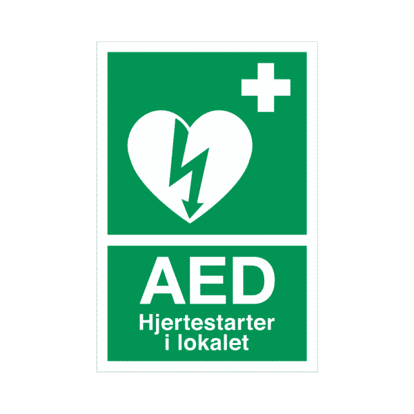 3206-DK AED label/klistermærke, 6 x 9 cm - Hjertestarter i lokalet