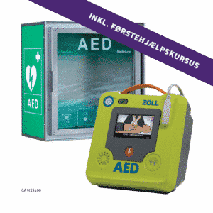 Pakketilbud: ZOLL AED 3 hjertestarter inkl. CA HSS100 hjertestarterskab og 4-timers førstehjælpskursus