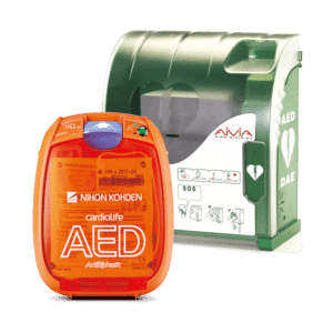 Pakketilbud: Cardiolife AED-3100 hjertestarter inkl. Aivia 200 hjertestarterskab