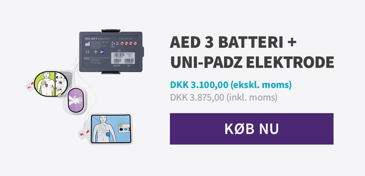 Pakketilbud på ZOLL AED 3 batteri og UNI-Padz elektrode