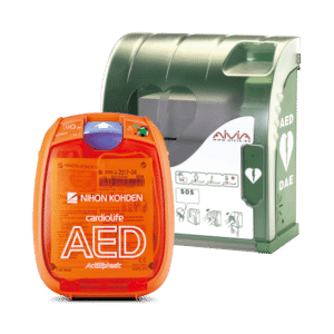 Pakketilbud - Cardiolife AED-3100 hjertestarter inkl. Aivia 200 hjertestarterskab